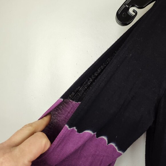 S-Twelve Womens Mini Dress Medium Black Purple Tie Dye Cold Shoulder Hippie BOHO - Picture 5 of 9